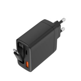 Musthavz Caricabatterie PD a 2 porte con ricarica rapida da 65 W e cavo retrattile, nero 
