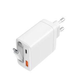 Musthavz Caricabatterie PD a 2 porte con ricarica rapida da 65 W e cavo retrattile, bianco