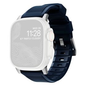 Nomad Rugged - Cinturino Sportivo per Apple Watch 42mm / 44mm / 45mm / 49mm - Blu Atlantico / Argento