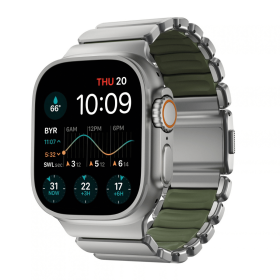 Nomad Stratos Cinturino in Titanio Apple Watch 44/45/46/49 mm Naturale/Forest