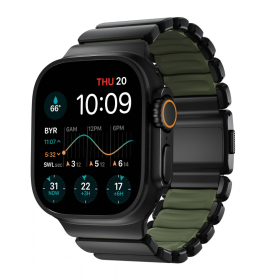 Nomad Stratos Cinturino in Titanio Apple Watch 44/45/46/49 mm Nero/Forest