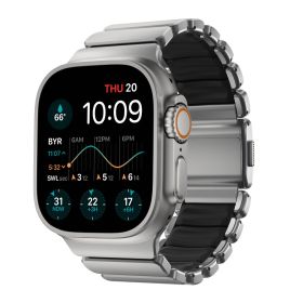 Nomad Stratos Cinturino in Titanio Apple Watch 44/45/46/49 mm Naturale/Nero