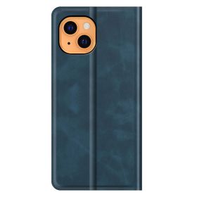 Casecentive - Cover a portafoglio in pelle con chiusura a scatto per iPhone 13 - Blu