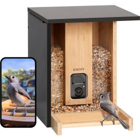 Birdfy - Mangiatoia Intelligente per Uccelli in Bambù - Alimentata a Energia Solare con Fotocamera e Riconoscimento AI