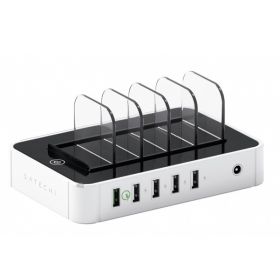 Satechi - Stazione di Ricarica con 5 Porte USB e Ricarica Rapida - Bianco