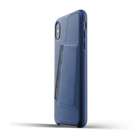 Mujjo - Cover portacarte in pelle per iPhone XS Max - Blu