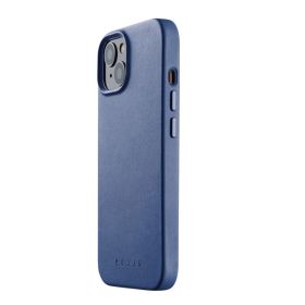 Mujjo - Cover in pelle con MagSafe per iPhone 13 / 14 - Blu