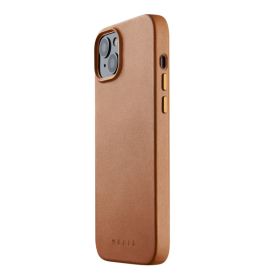 Mujjo - Cover in pelle con MagSafe per iPhone 14 / 15 Plus - Marrone