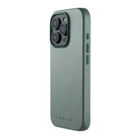 Mujjo - Cover in pelle con MagSafe per iPhone 16 Pro - Green Smoke