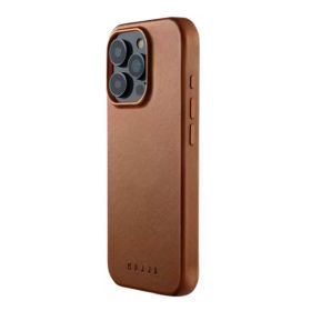 Mujjo - Cover in pelle con MagSafe per iPhone 16 Pro - Marrone