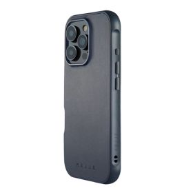 Mujjo - Cover Shield in pelle per iPhone 16 Pro - Blu