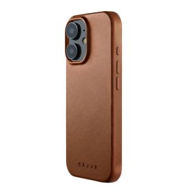 Mujjo - Cover in pelle con MagSafe per iPhone 16 - Marrone