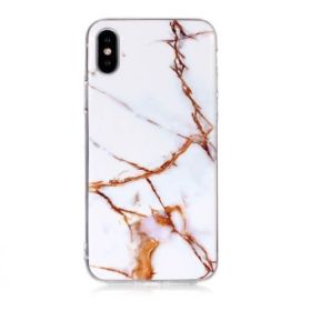 Casecentive - Cover per iPhone X / XS - Marmo bianco 
