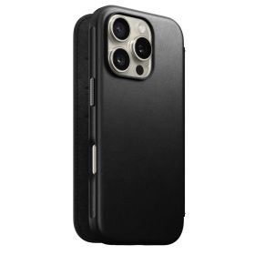 Nomad - Cover in pelle Modern Leather Folio per iPhone 16 Pro - Nero