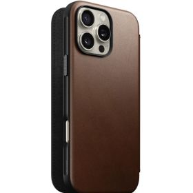 Nomad - Cover in pelle Modern Leather Folio per iPhone 16 Pro Max - Marrone