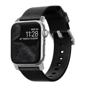 Nomad Modern - Cinturino in pelle per Apple Watch 42mm / 44mm / 45mm / 49mm - Nero / Argento