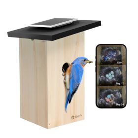 Birdfy - Casetta Intelligente per Uccelli Ebony Lite - Alimentata a Energia Solare con Fotocamera e Riconoscimento AI