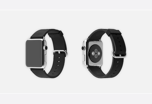 Apple Classic Buckle prima generazione, pelle nera con fibbia ovale